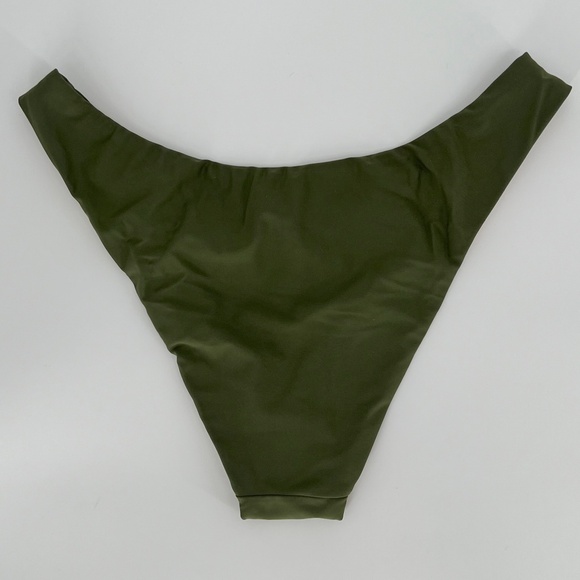 J. Crew Women's Cheeky Bikini Swim Bottom Size S Green Curved Waist Mid Rise UPF - Picture 4 of 10